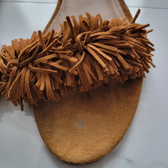 Aquazzura Italy Wild Thing Suede Flats Luxury Slide Sandals Brown EU 37 - Picture 9 of 17